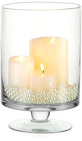NUPTIO Bougeoir Verre pour Bougies Pilier - Grands Vases en Verre pour Décoration Table, Bougeoir Clair Ouragan pour Mariage Noël Halloween Partie Maîtresse Salle À Manger Décor Salle À Manger