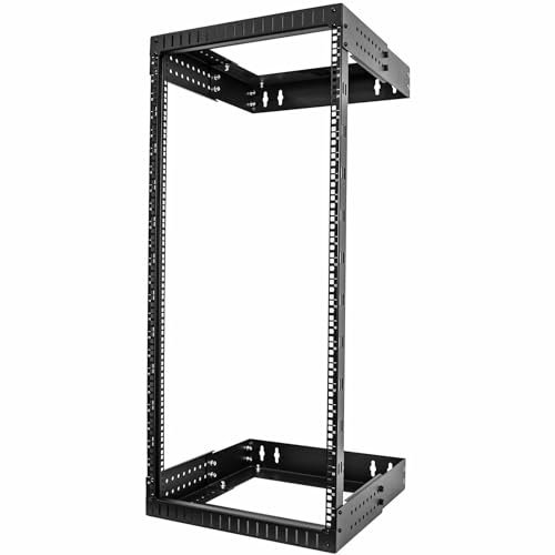 StarTech.com 2-Pfosten 24HE Heavy-Duty Wandmontage Netzwerk-Rack, 19 Open Frame Server Rack mit Einstellbarer Tiefe, Wandmontage Daten-Rack für IT/AV/Patch Panele/Computer (RACK-24U-20-WALL-OA)