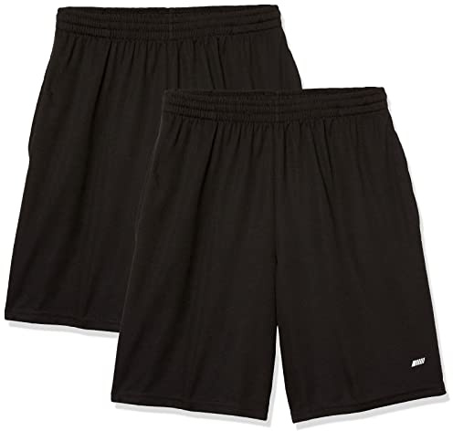 Amazon Essentials Herren Sportliche Basketball-Performance-Tech-Trainingsshorts mit Lockerer Passform, 20,3cm Beininnenlänge, 2er-Pack, Schwarz, 4XL Große Größen