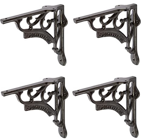 Hammer and Tongs - Ornate Iron Shelf Bracket - D150mm - Black - Pack of 4