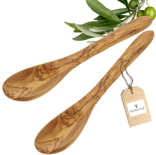 HOFMEISTER® Kochlöffel aus Olivenholz (2x Ovaler Kochlöffel Olivenholz | 30 Cm)