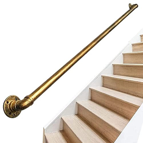 Luyckfrazy Handlauf aus Messing für Treppen – Komplettset aus Schmiedeeisen, an der Wand montierte Handläufe, Geländer für drinnen und draußen, Treppen, Korridor, Dachboden, Dachboden, Stützstange