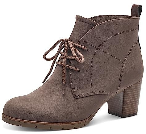 MARCO TOZZI Damen Stiefeletten zum Schnüren Elegant Blockabsatz, Braun (Pepper Comb), 36