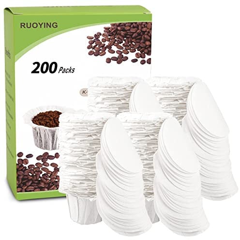 RUOYING K cup Coffee Paper Filters with Lid, work with Reusable K Cup Filters, Disposable K Cup Filters, Compatible with Single Serve K Cup Pods Coffee Maker (200, With Lid)