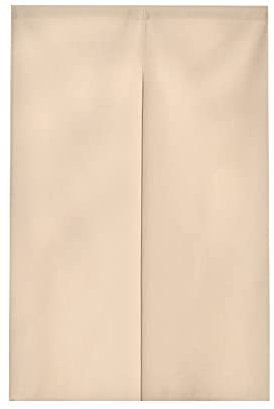 Odot Noren Rideau de Porte Japonais Long Coton et Lin, Couleur Unie Rideau Demi-Porte de Cuisine, Rideau de Séparation de Cuisine de Restaurant, Tapisserie Décoration (75x150cm,Beige)
