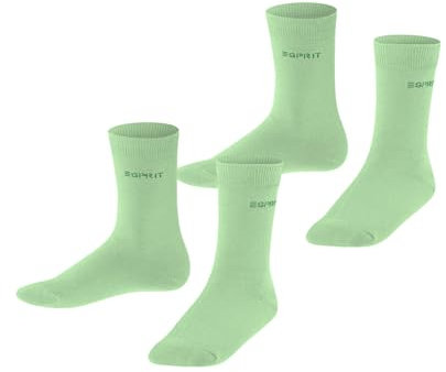 ESPRIT Unisex Kinder Socken Foot Logo Multipack K So Baumwolle einfarbig 2 Paar, Grün After Eight 7134, 27-30