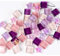 200g Piastrelle Mosaico Tessere Mosaico Vetro di Cristallo, Colori Misti Quadrati e Stelle Piccoli Pezzi di Vetro per Mosaico per ​Lavori Artigianali(Viola e Rosa)