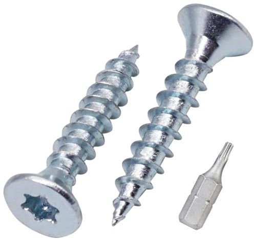 SKIR'CO (1000 unidades) Tornillos para madera de acero galvanizado 3,5 x 20 mm, cabeza Torx, cabeza avellanada, tornillos para aglomerado, totalmente roscados