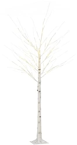 HOMCOM 180 cm Kunstbaum, Weihnachtsbaum Birken mit LED, Kunstbirke, Birkenbaum, Weihnachtsdeko für Hochzeit, Party, Geburtstag