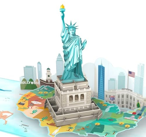 MOKIO® Biglietto Auguri Pop-Up – Statua della Libertà in America – Biglietto di compleanno 3D per una vacanza negli Stati Uniti
