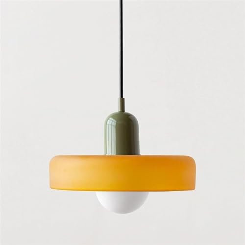 Hertl Lustre en verre orange Lampe suspendue de ferme nordique Luminaire de plafond de café vintage for îlot de cuisine Salle à manger Chambre Couloir Bar Salon Lampe suspendue (Color : Orange+green