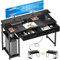 ODK Schreibtisch mit 2 Schubladen, Computertisch mit 2 Steckdose 2 USB-Ladeanschluss, PC Tisch mit Regalen und Monitorständer, büro Tisch für Home Office, 120x50x90cm, Schwarz