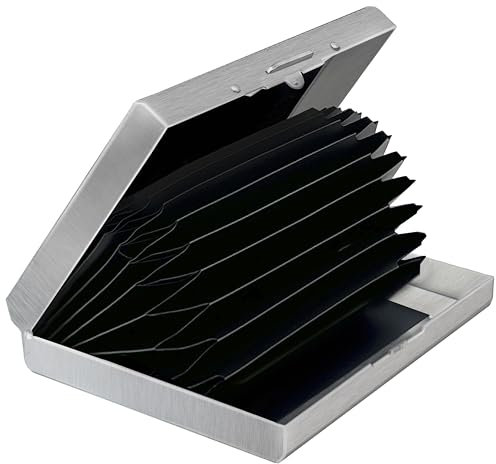 MyGadget Kartenetui Aluminium Geldbörse - RFID & NFC Schutz für 10 EC-Karten | Kreditkarten - Kreditkartenetui Slim Wallet für Damen, Herren - Silber