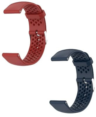 2 Piezas Correa Compatible Con Polar Pacer/Pacer Pro, 20mm Deportiva Suave Transpirable Silicona Pulsera Para Mujer Hombres, Smartwatch Brazalete, Rojo+Azul Oscuro