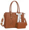 MOSISO Sac Ordinateur Femme 17-17,3 Pouces,Sac Fourre-tout en Cuir PU Compatible avec MacBook,HP,Dell,Asus,Sac PC Portable Rétro Hibiscus Gaufré avec Écharpe Soie&Pochette,Marron