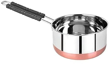 TreegoArt Stainless Steel Flat Bottom Copper Coated Pot For Milk Pan Tea Coffee Patila - 1 liter Pan