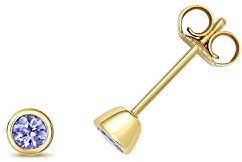Funkelndes Feuer 9 Karat (375) Gold Damen - Paar Ohrstecker mit Tansanit - 4mm*4mm TRS34844