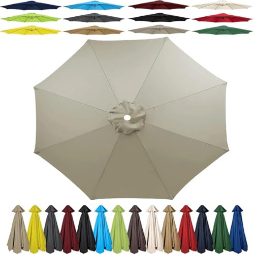 SDNAM Tissu de Rechange pour Parasol de Jardin 2m/2,30m/2,7m/3,0m, 6/8 Baleines Housse de Rechange Auvent de Rechange pour Parasol d'extérieur(5S,2.7m/6ribs)
