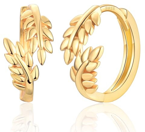 Ohrringe Silber 925 Gold Kleine Creolen Weizenähresform Schmuck Geschenk für Damen Frauen Mädchen
