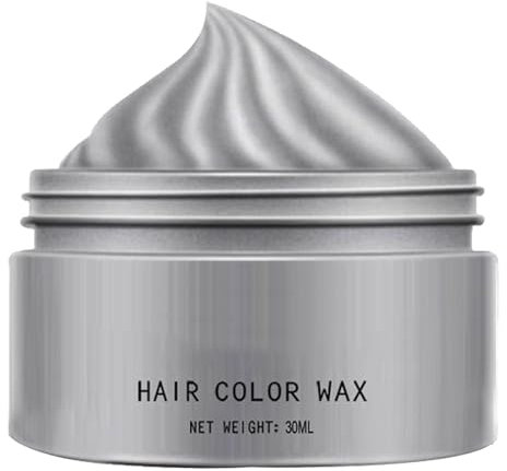 Tinte Para El Cabello Temporal Portátil,Colorante Temporal Para Cabello Oscuro,Cera temporal para color de cabello gris,Cera Para Teñir El Cabello Gris Plateado,Cosplay,Discotecas,Halloween(Gray)