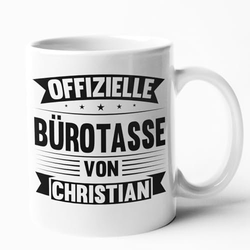 Personalisierbare Bürotasse mit Namen - Kollegen Tasse Büro Humor Morgen Chef Chefin Kollegenabschied Jobwechsel Abschied (Weiß)