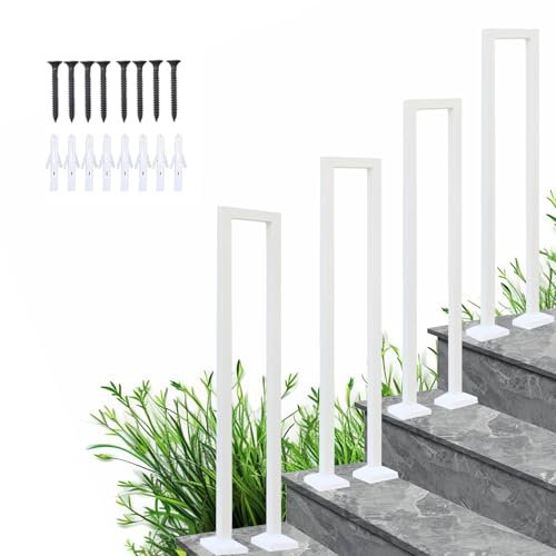 Treppengeländer Innen, U-förmiger Geländer Treppe, Metall Handläufe für Außen, für ältere Menschen/Kinder Dachboden Korridor Indoor-Treppe Unterstützung Geländer (weiß, 80cm)