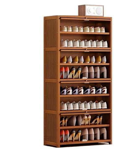 Generisch Freestanding Bamboo Shoe Storage Organiser for Entryway Large Capacity Shoe Cabinet with Folding Door Space Saving Modern Shoe Rack (9 Tiers)