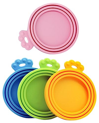Milisten 4pcs Silicone Pet Food Can Lids Sealed Cat Dog Food Tins Covers Reusable Easy to Clean for Daily Use
