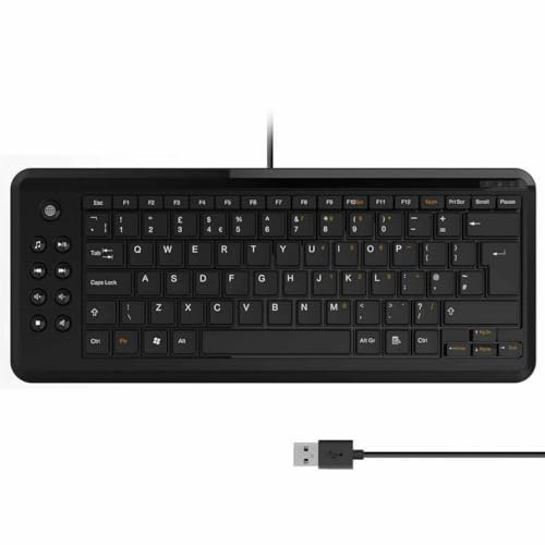 USB Wired Mini Keyboard, Multi-Media Slim Ergonomic Business Keyboard for Laptop and Desktop Computer, Plug and Play, UK Layout