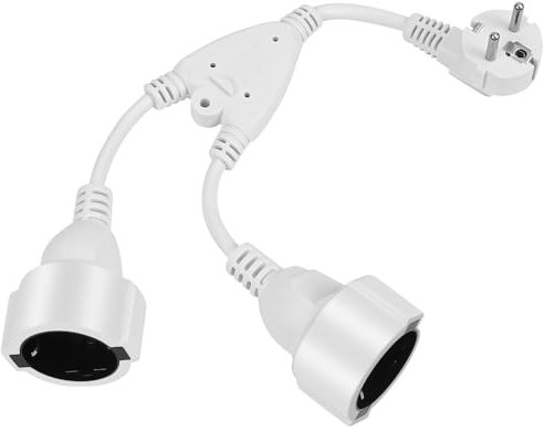 Gaethra Enchufe doble 2 en 1 adaptador de enchufe con cable flexible 250 V 16 A 3680 W aislamiento PVC doble enchufe para casa, oficina cocina blanco