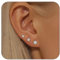3 Pairs 14k Gold Studs Earrings for Women Hypoallergenic Cubic Zirconia gold stud earrings with 925 Sterling Silver Post Jewelry Gift for Women (3mm+4mm+5mm)