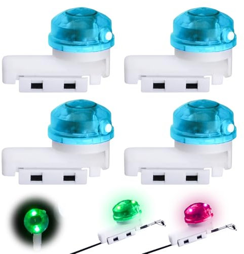 Elektronisch Bissanzeige, 4 Stück Bissanzeiger Angeln, Elektronische Bissanzeiger, Bissanzeiger-Angeln, Angel Bissanzeiger, LED Alarm Leuchte Angeln, LED Bissanzeiger für Angelrute