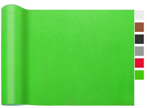 LOMUG Kunstleder Meterware 200 x 140cm Wasserdicht Leder Stoff Gekörnt lederimitat Texturiert lederstoff Leder Risse Reparieren Bezugsstoff Möbelstoff leder Patch für Autositze Sofa, Grün