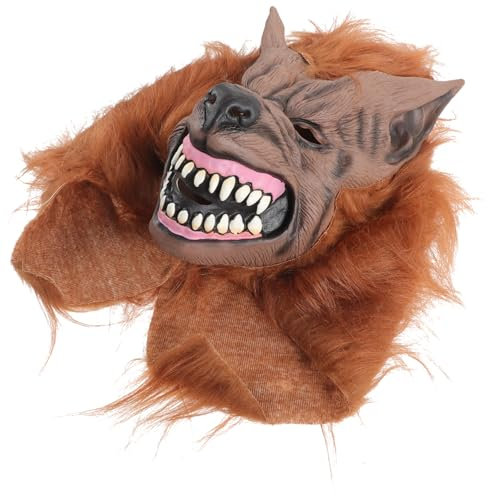 ANDRESLAD Werwolf Wolfsmaske Vollgesichts aus Langen Masken Karneval mit Maskerade Schreckliche Maske Kostüme für Cosplay Haaren Partyzubehör Auffällige Halloween