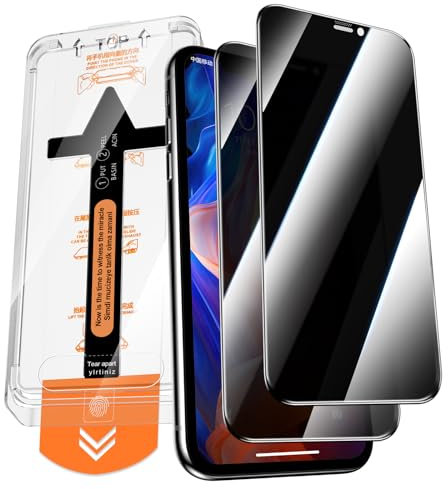 QUESPLE 2 Stück Panzerglas Sichtschutz für iPhone 11/XR, [Auto-Installation] Anti-Spähen Full Screen Privatsphäre Schutzfolie, Frei von Kratzern, 9H Härte Gehärtetem Glas Displayschutzfolie