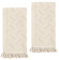 AOZUO Juego de 2 Toallas Decorativas de Lujo para Invitados, 30 x 70 cm, de algodón con borlas, Suaves y absorbentes, para baño, Cocina, Hotel, SPA, casa Rural, Regalo (Beige)
