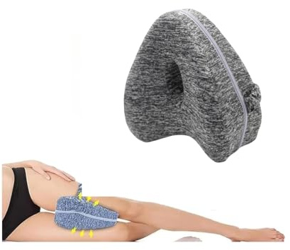 GJFWQC Memory Foam Knee Pillow for Side Sleepers, Grey | Wedge leg pillow for side sleeping, soft memory foam support for knees, legs and bedtime comfort