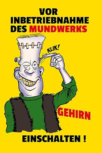 mrdeco Blechschild 12x18cm gewölbt Gehirn einschalten Spruch Deko Geschenk Schild