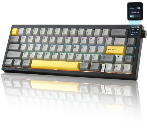 MIKIBY AK650 Mechanical Keyboard with Smart Display & Knobs 65% Layout Wireless Gaming Keyboard BT/2.4G/USB-C Compatible, Hot Swappable PBT Key Cap, RGB Backlight, Windows & Mac Compatible (Black