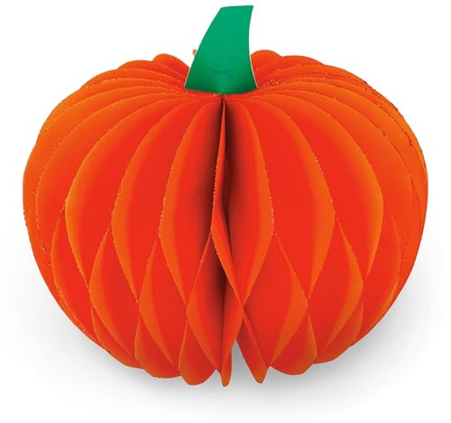 Legami - Citrouille Pliante What a Pumpkin!, Décoration d'intérieur, Décoration d'halloween en Papier nid d'abeille avec déco pailletée, Fermeture magnétique, Diamètre 28 x Hauteur 25 cm