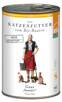 defu Katzenfutter | 12 x 400 g | Bio Gans Sensitiv | Getreidefreies Premium Bio Nassfutter Menü | Alleinfuttermittel für Katzen