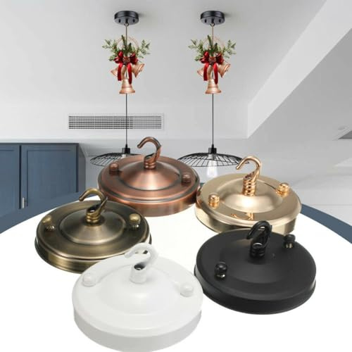 Eawfgtuw Vintage Iron Ceiling Rose Hook Plate for Pendant Light and Chandelier Fitting, Canopy Kit with Mounting Hardware, Ceiling Lamp Mounting Plate for Hallw(Bronze)