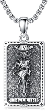 ROMANTICWORK Lilith Kette für Damen 925 Sterling Silber Lilith Halskette Tarotkarten Anhänger Göttinnen Halskette Schmuck aus der griechischen Mythologie Geschenk für Weihnachten Geburtstag