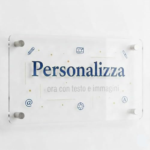 Placa de acrílico personalizada de 15 x 30 cm, personalizable con texto y logotipo, impresión UV, placa de pared exterior acrílica con espaciadores de acero