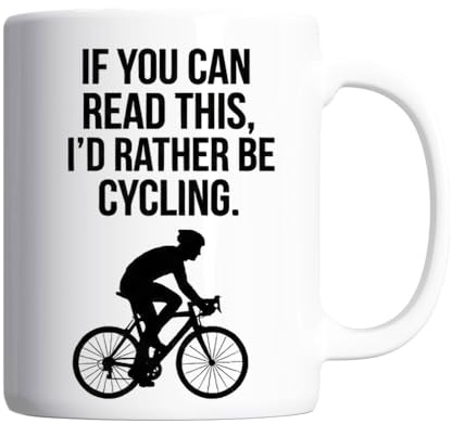Pickhut Funny Cyclist Gifts – If You Can Read This I’d Rather Be Cycling Mug, Road Bike Coffee Cup for Men & Women 11oz