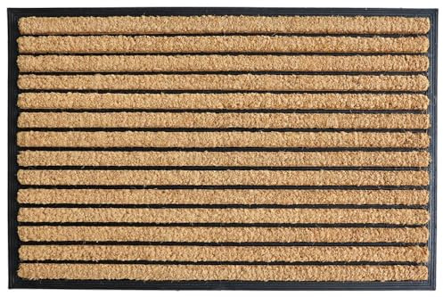 AQS INTERNATIONAL - Natural Coir Door Mat 60 x 90cm - Heavy Duty Outdoor Entrance Mats - Non Slip Rubber Backing - Dirt Trapper Coconut Fibre Large Front Brown Doormat Indoor Outdoor Home Office (1)