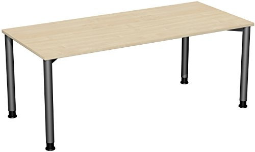 Gera Möbel 4 Fuß Flex Schreibtisch, Holzdekor, ahorn/anthrazit, 180 x 80 x 72 cm