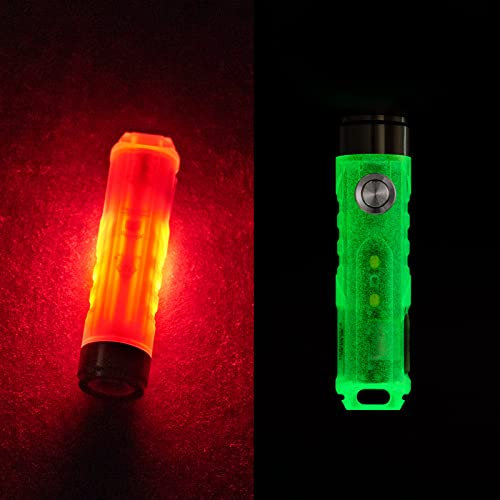 RovyVon A5r USB C Rechargeable Torch Mini Super Bright 650 Lumen EDC Keyring Torch with Red Sidelight Glow in The Dark for Camping,Hiking,Outdoors and Emergency