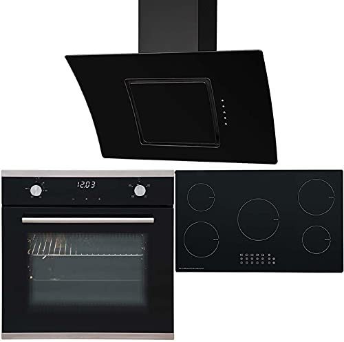 SIA 60cm Electric Single Oven, 5 Zone Induction Hob And 90cm Curved Angled Hood