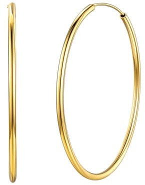 Silvora Creolen, Gold/Silber 925, Damen, Ohrringe, klein/groß, Creolen, Schmuck, Geschenk für Valentinstag, Mädchen, Hochzeit, Weihnachten, Geburtstag, Jugendliche, Liebe, 50 mm, Metall, Kein